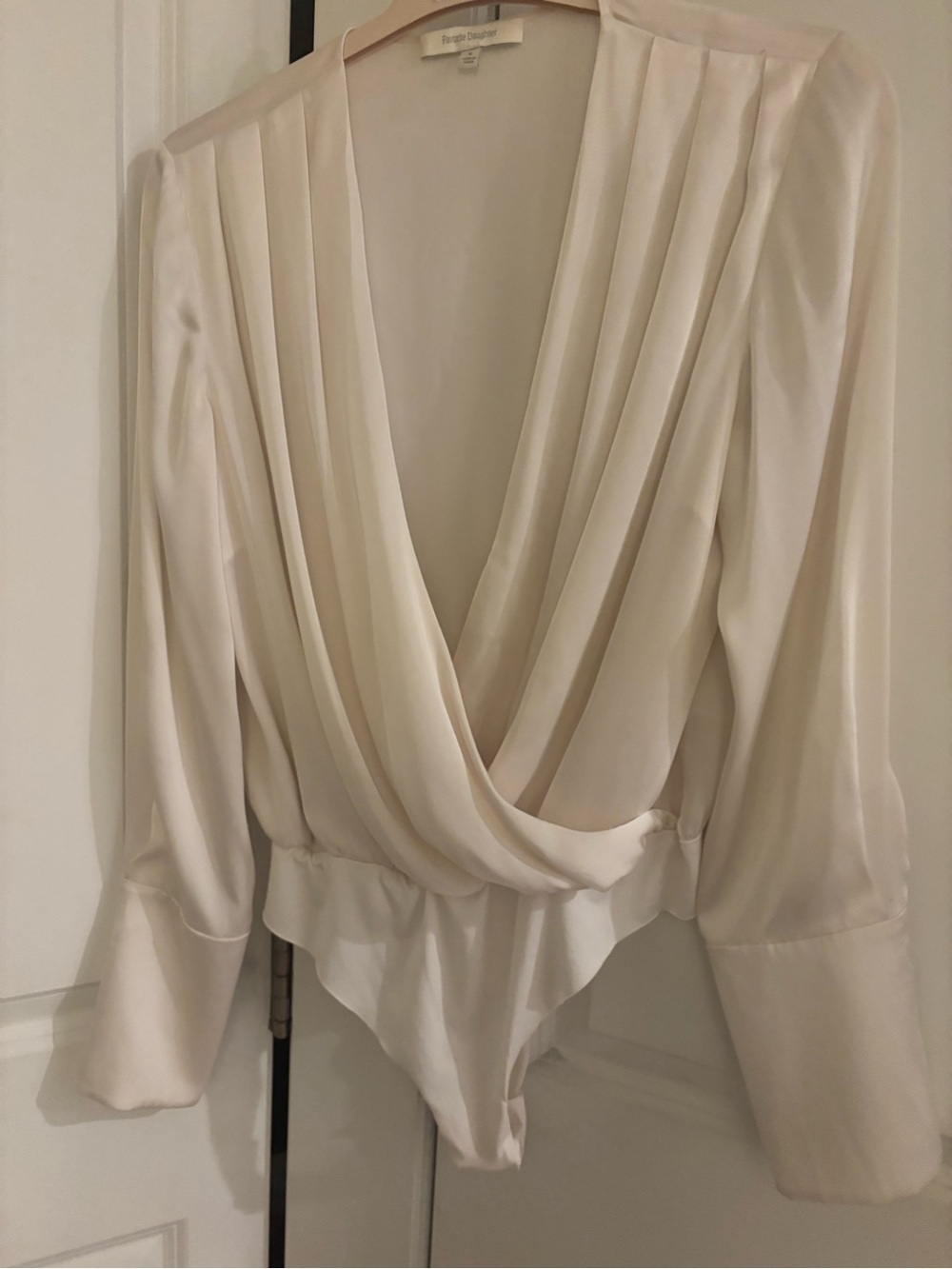 NWOT Favorite Daughter Satin Bodysuit in Ivory